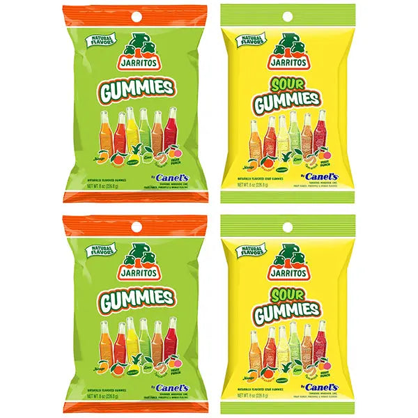 4 Pack - Jarritos Sour Gummies Candy Mexican Candies with Natural Flavors Tangy & Chewy Variety Pack Jarritos